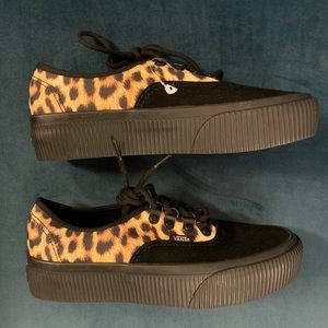 Leopard print creeper platform vans